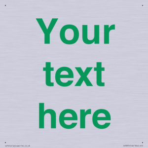 Custom blank information sign. Green text, plain background